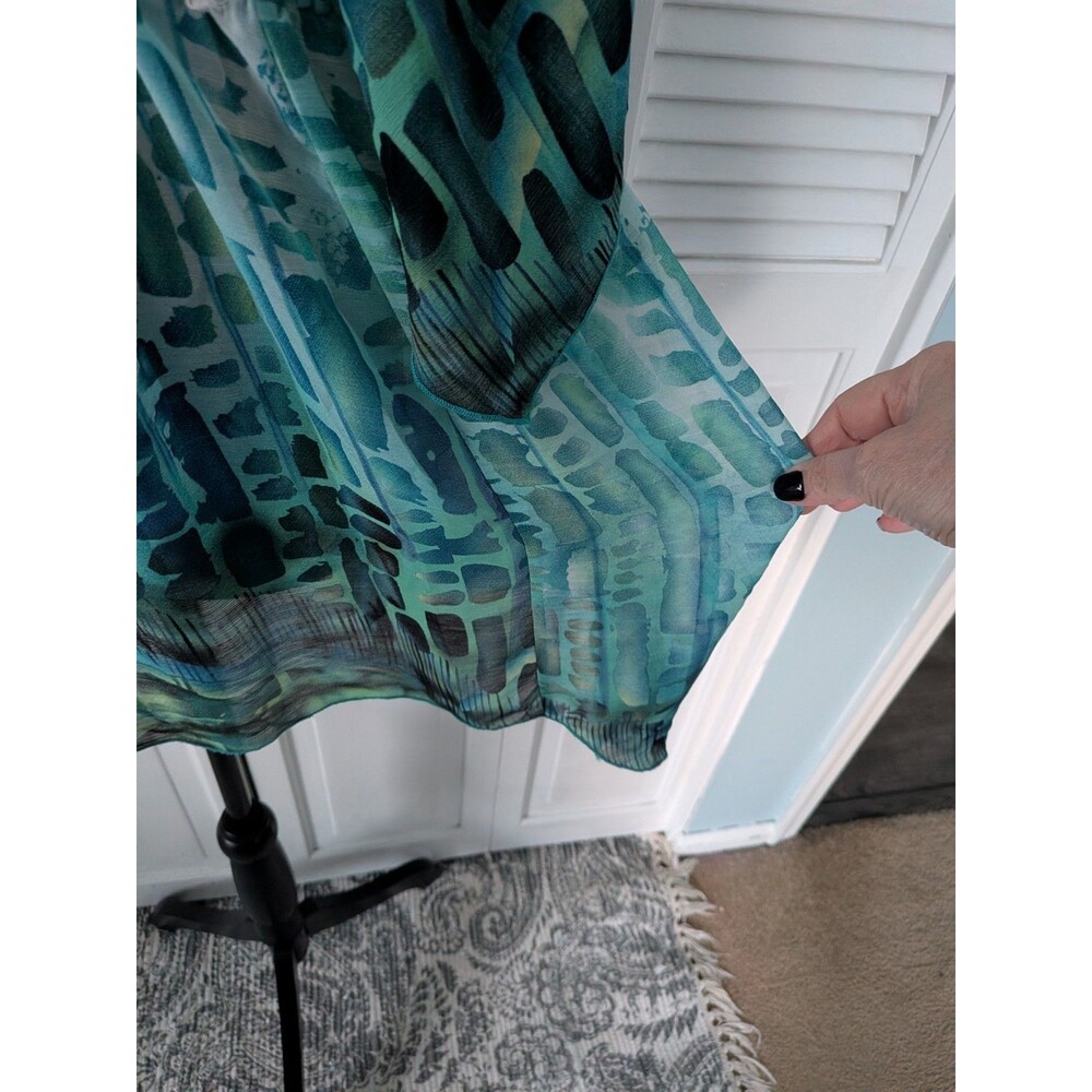 Mushka by Sienna Rose Fairycore Blouse Womens M Tunic Artsy Aqua Beach Sheer Top - Picture 6 of 11